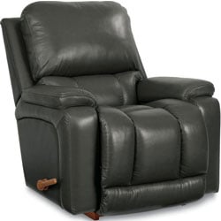 Black Greyson Leather Rocker and Recliner by La-Z-Boy facing right