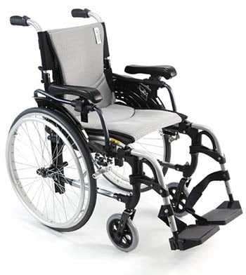 Karman S-305 Ergonomic Wheelchair with silver frame facing right
