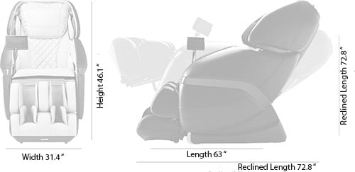 An image showing the dimensions of the Ogawa Active L