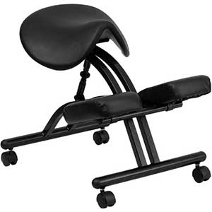 Ergonomic Kneeling Chair With Saddle Seat Black Color Side View