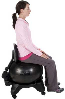 A Women Sitting  of Adjustable Back Exercise Ball Office Chair