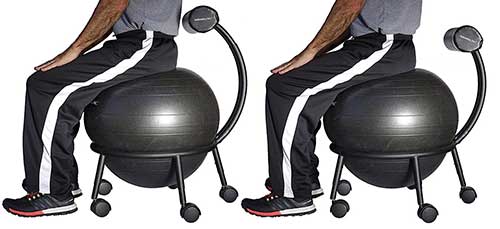 A Sample Image of 2 Different Settings of Adjustable Fitness Ball Chair