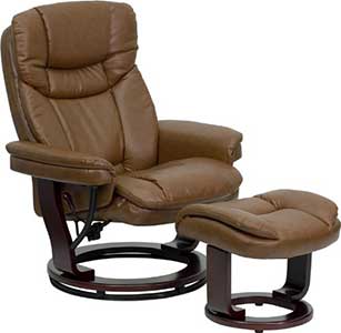 An Image Sample of Left View of Flash Furniture Contemporary Brown Vintage Leather Recliner