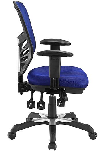 A side shot of Modway Articulate Ergonomic Mesh chair in blue color
