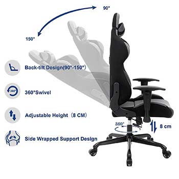SONGMICS Gaming Office Chair Shown 4 Different Features
