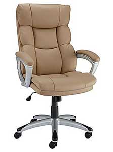 Left View of Camel Color Staples Burlston Luxura Managers Chair
