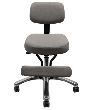 Jobri Deluxe Kneeling Chair in gray fabric, Front View
