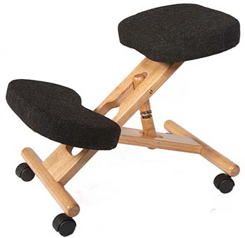 Ergo Posture Kneeling Chair, Types of Kneeling Chairs, Wooden Frame, Black Seat and padding, Side View