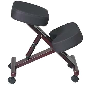Office Star Executive Kneeling Chair Side View Iron Frame, Burgundy color