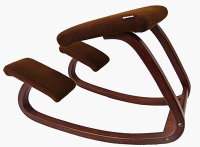 Original, vintage, kneeling chair designed by Peter Opsvik in 1979 Side View Wooden Frame