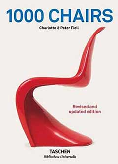 Cover page of 1000 Chairs by Charlotte & Peter Fiell, featuring a red chair