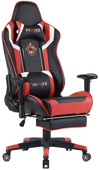 An image of Ficmax Swivel Ergonomic in black and red.
