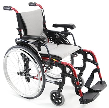 An Image Sample of Side View of Red Variants of Karman S-305 Ergonomic Wheelchair