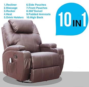 An image of SUNCOO massage recliner 10 in 1 brown