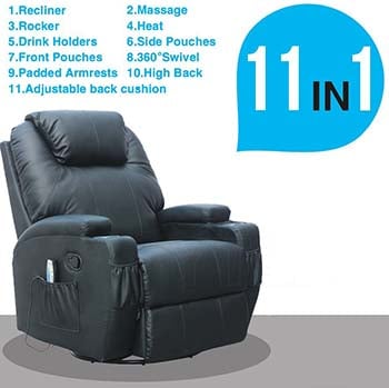 An image of SUNCOO massage recliner 11 in 1 black