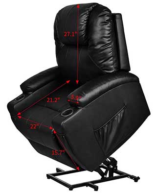 An Image Illustration of Specification of U-MAX Power Lift Recliner Massage Chair