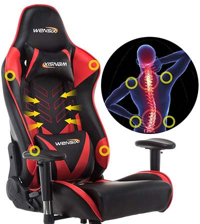 An image showing ergonomic design of WENSIX Gaming High-Back Computer Chair 