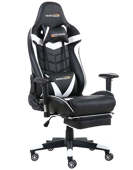 Mr IRONSTONE Gaming Chair Office Executive Computer Ergonomic Video Game Chair with Backrest Armrest Height Adjustable Swivel Comfortable Seat PC Esports Racing Chair Black+Blue 