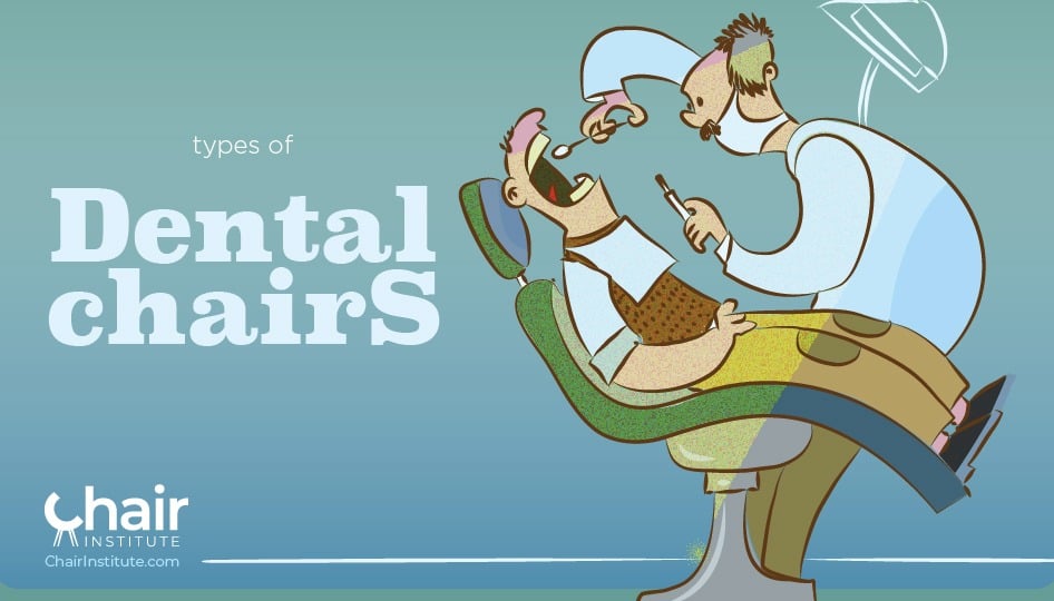 Illustration of a patient on a dental chair being examined by his dentist
