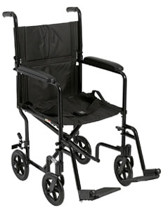 An Image Sample of Black Color of Drive Medical Deluxe Lightweight Aluminum Transport Wheelchair