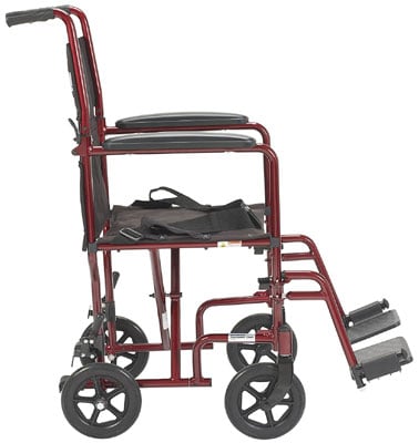 An Image Sample of Side View of Drive Medical Deluxe Lightweight Aluminum Transport Wheelchair