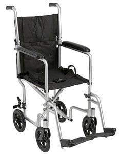 An Image Sample of White Color of Drive Medical Deluxe Lightweight Aluminum Transport Wheelchair