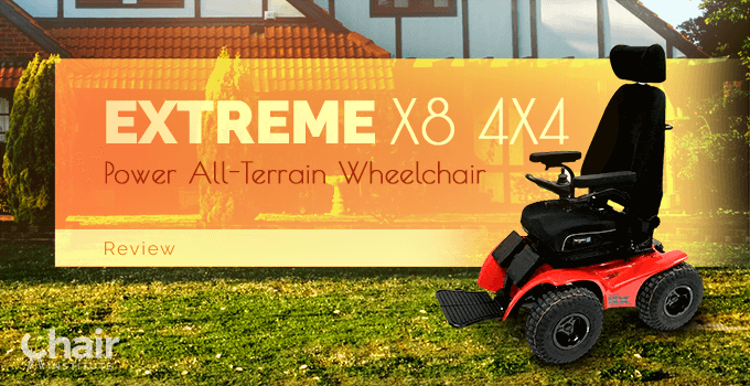 Magic Mobility Extreme X8 Power All Terrain Wheelchair in a yard