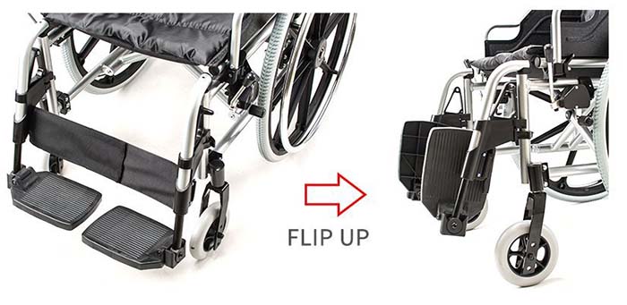 An image of Foshan Aluminum Lightweight Manual Wheel Chair adjustable footrest