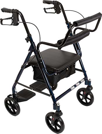 ProBasics Transport Rollator in blue frame Side View