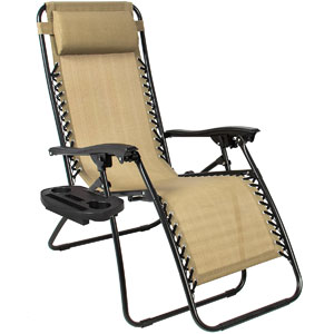 An Image of Tan Variants of Best Lounge Chair for Lower-Back Pain: Best Choice Products Zero Gravity Chair
