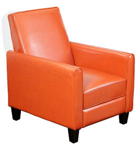 The Best Selling Davis Recliner Club Chair in Burnt Orange Leather Upholstery