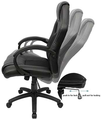 Black Furmax Office Chair PU Leather Gaming Chair Back Rest Positions