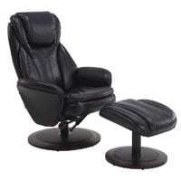 A Small Image of Macmotion Chairs: Black Air Leather Recliner and Ottoman
