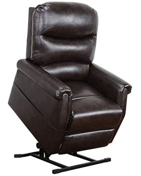 An Image Sample of Left Recliner of Madison Home Classic Leather Recliner Brown Variants