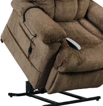 Close up view of the Windermere Burton NM1650 Power Lift Recliner Pocket Storage