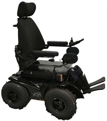 An image of Extreme X8 All Terrain 4x4 Power Chair in black color