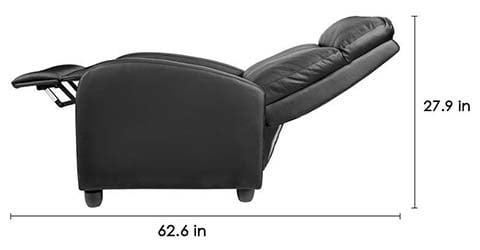 Dimensions of the Homall Recliner Chair in recline position