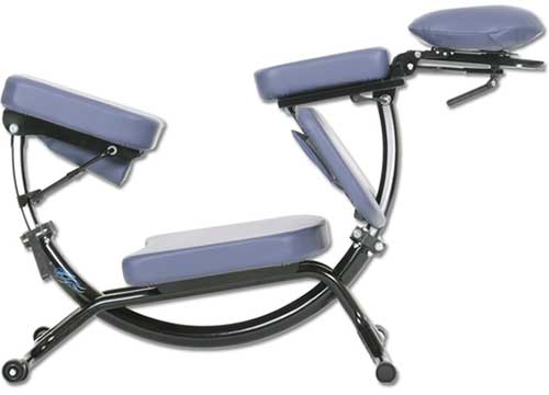 An image of the dusty blue variant of the Pisces Pro Dolphin II Portable Massage Chair Unfolded