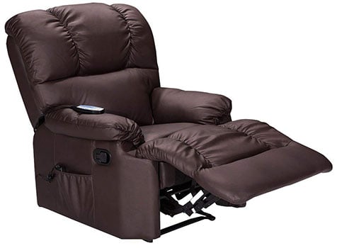 Brown Giantex Recliner Chair with Leg Rest Lifted