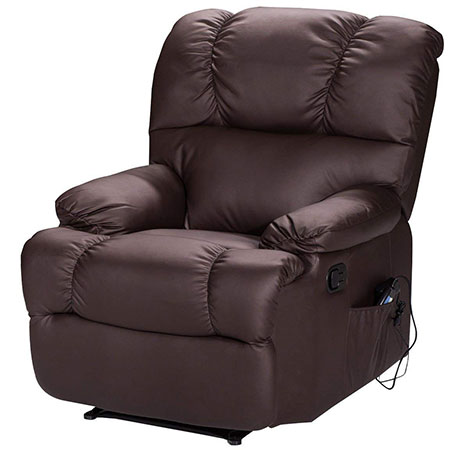 Brown Giantex Recliner Massage Sofa Chair