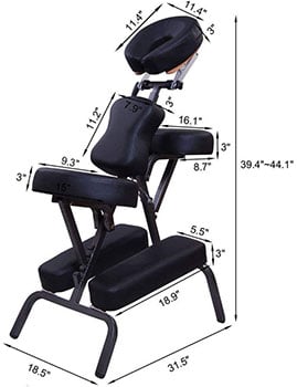 Noooshi professional massage chair with chair dimensions and measurements
