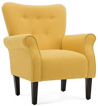 Citrine Yellow Belleze Modern Linen Accent Chair facing right