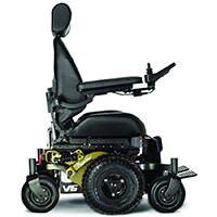 Army Green, Frontier V6 – All-Terrain Electric Wheelchair with MPS seating, in Left Side Position