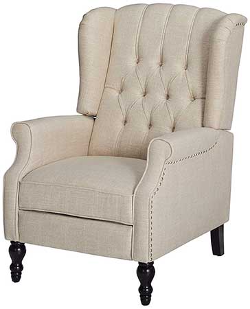 Light beige GDF Studio Elizabeth Tufted Arm Chair facing left