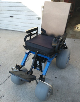 An Image of Right Front View of AJ’s Beach Cruzr Electric Wheelchair