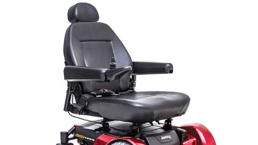 An image of the bariatric chair of the red Jazzy 1450