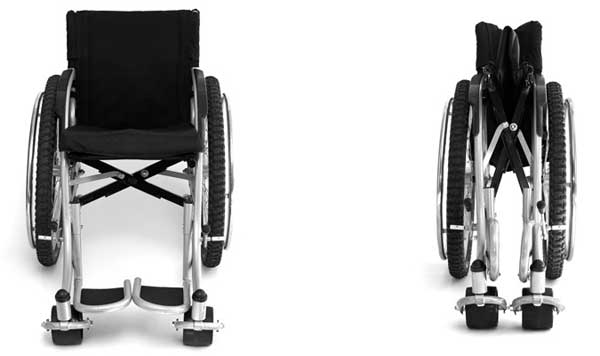 An Image of Folding Position View of Whirlwind RoughRider Wheelchair