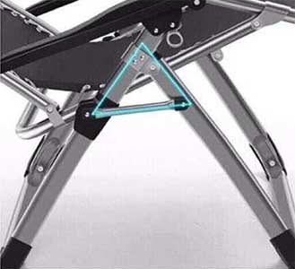Illustrating the More Stable Triangle Steel Frame of the Zero gravity loung chair