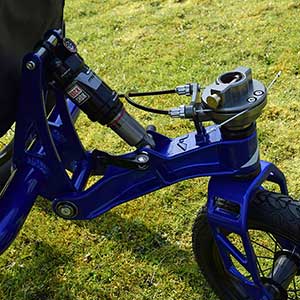 Close up view of the Mountain Trike Wheelchair's Air Suspension System 