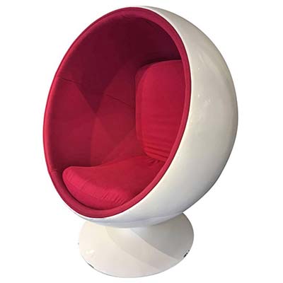 Eero Aarnio Ball Chair Upholstered With Red Kvadrat Fabric